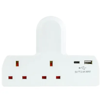 Mercury POWER Extension Wall Plugin 2 Gang 13A with 1xUSBC 1xUSBA 15W 429.849UK