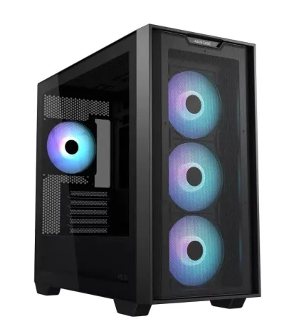 ASUS PC Case Gaming mATX Mesh Front Panel Tempered Glass Side Window 4x Pre-Installed ARGB Fans A21 PLUS Black