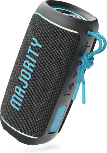 Majority MOVE 2 Rugged IPX67 Water Resistant 30W TWS RGB Bluetooth Speaker with LED Light Effects & 30H Long Lasting Battery Life
