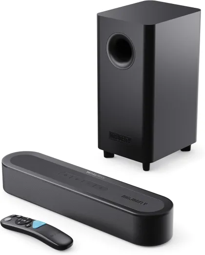 Majority BOWFELL AXIS ATMOS 2.1 200W Soundbar, Wireless Subwoofer, Dolby Atmos, Bluetooth, HDMI ARC/eARC, Optical, USB, DSP, 4K & Dolby Vision Passthrough