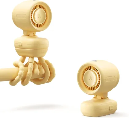 Jisulife Stroller Fan Rotaing with Light 5000mAh STROLLER FAN 3 Yellow