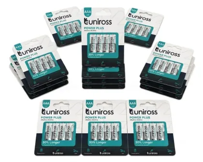 Uniross Alkaline AAA Power Plus Batteries 4 Pcs (Bundle of 15 Packs)