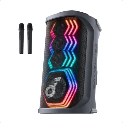 Anker Soundcore Rave 3 S Portable Karaoke Speaker with AI Vocal Removal, Beat Synced Light Show & 2x Wireless Mics
