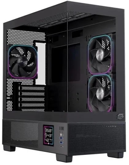 Einarex PC Case mATX SM501D RGB 3x Pre-Installed Fans , Display, Black