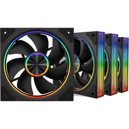 Armaggeddon Gaming Cooling Fan Set 4pcs ARGB KIT 8000 PWM 120-V ARGB Black Forward
