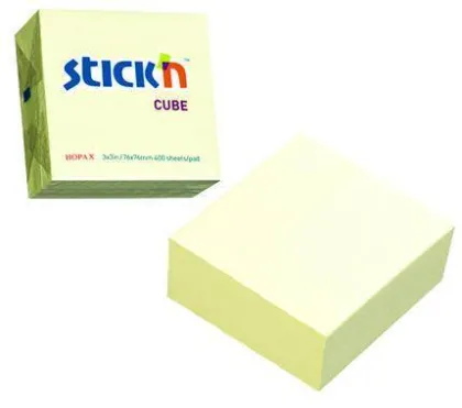 STICK NOTES CUBE 76X76MM YELLOW F42007