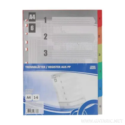 TTO PVC DIVIDER A4  1-6 COLOUR  407775