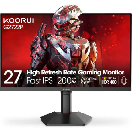 KOORUI GAMING MONITOR 27"  QHD 2K IPS  200Hz HEIGHT ADJUSTABLE 1MS 2X HDMI &amp; DP  3YW  G2722P