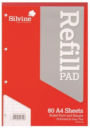 SILVINE REFIL PAD A4 160PAGES A4RPFM