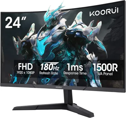 KOORUI GAMING CURVED (1500R)  MONITOR 23.8"  FHD VA 180Hz 1MS HDMI X 2 &amp; DP  3YW  24E6CA