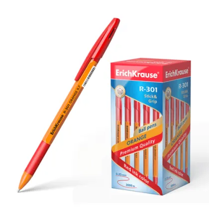 ERICHKRAUSE BALLPOINT PEN R-301 ORANGE STICK&amp;GRIP 0.7 RED 43189