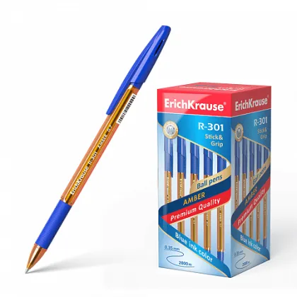 ERICHKRAUSE BALLPOINT PEN R-301 AMBER STICK&amp;GRIP 0.7 BLUE 39530