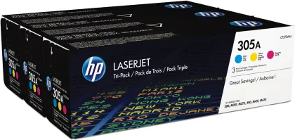 HP CE411A/CE412A/CE413A ORIGINAL TONERS C/Y/M TRI- PACK 305A