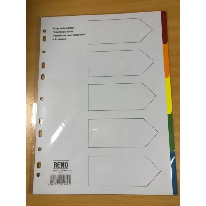 RENO KARTON DIVIDER INDEX 5-TABS COLOUR PF-5 R