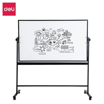 DELI WHITEBOARD MAGNETIC 2-SIDED WITH STAND  900X1800MM  DL-E7884