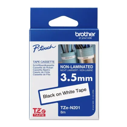 TZeN201 D 3.5mm Black On White Non-Laminated Tape