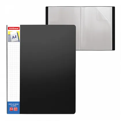 ERICHKRAUSE DISPLAY BOOK +SPINE POCKET CLASSIC 60 POCKETS A4 BLACK 43083