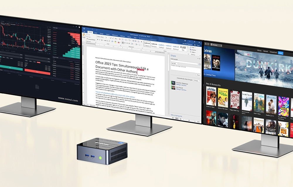 Support for up to three 4K monitors