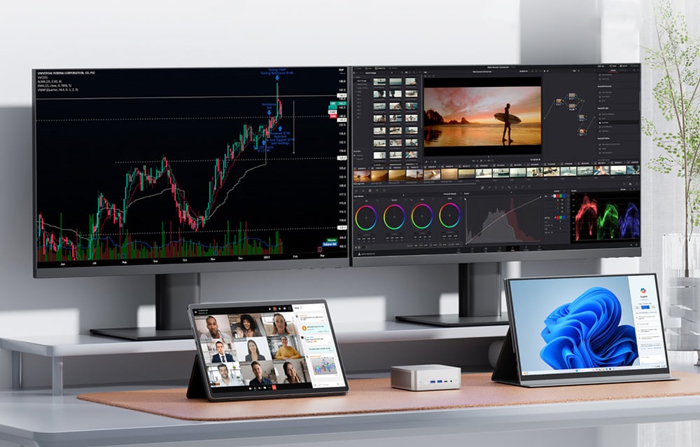 Capable of connecting 4 monitors and GPU expansion