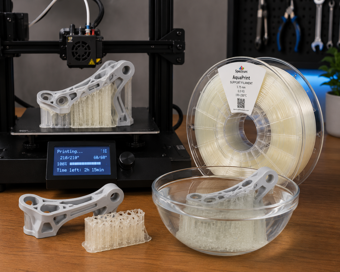 Water-Soluble Support Filament for Complex Prints