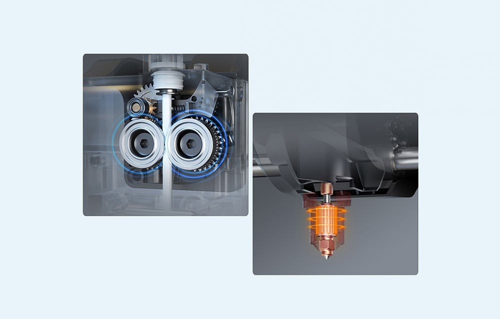 Dual extruder - fewer jams, better material flow