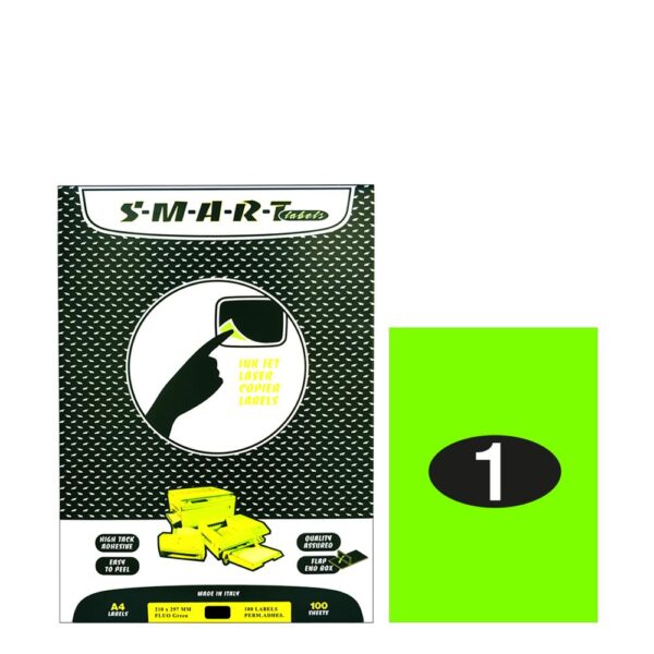 Smart Labels (210x297) 1 label Fluo Green/100sh