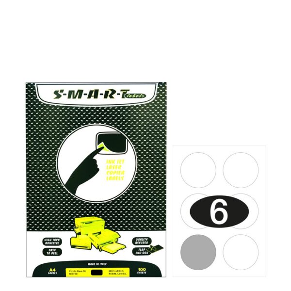 Smart Labels (Diam.90) 6 labels White/100sh