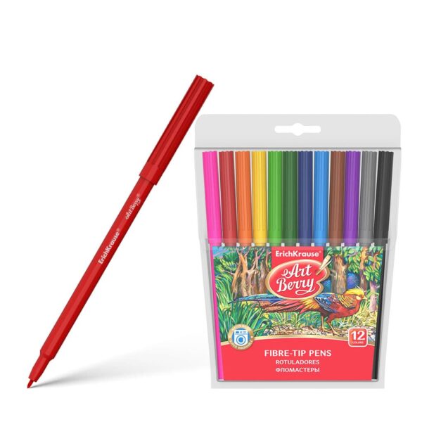 ERICHKRAUSE ARTBERRY FIBRE-TIP PENS SUPER WASHABLE (12 COLORS) 33050