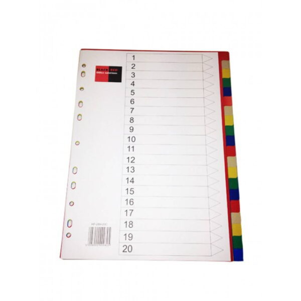 B/R PVC DIVIDER A4 20 TABS COLOUR HF-289-20C BR00080