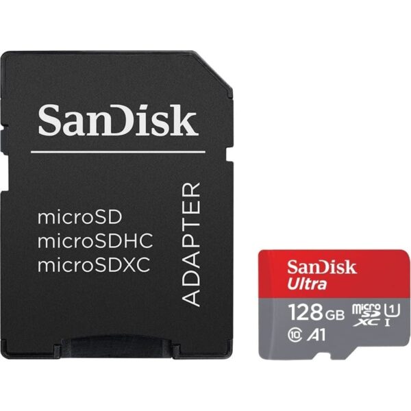 SANDISK Ultra microSDXC 128GB + SD Adapter  140MB/s A1 Class
