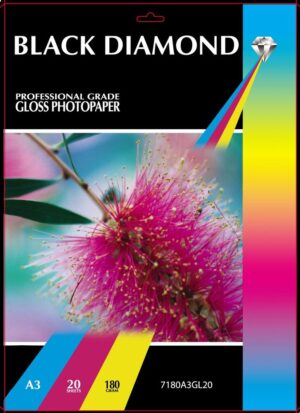 BLACK DIAMOND GLOSS PAPER A3 180G 20PK