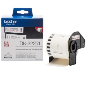 BROTHER LABEL ROLL 62MM BLACK AND RED ON WHITE