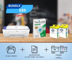 BUNDLE INCLUDES HP 2821E PRINTER - INK - PAPER