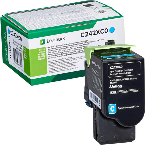 LEXMARK C242XC0 ORIGINAL H/Y TONER CYAN 3500 Page yield