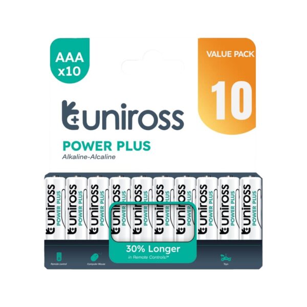 Uniross Alkaline AAA Power Plus Value Pack 10 Pcs (New)